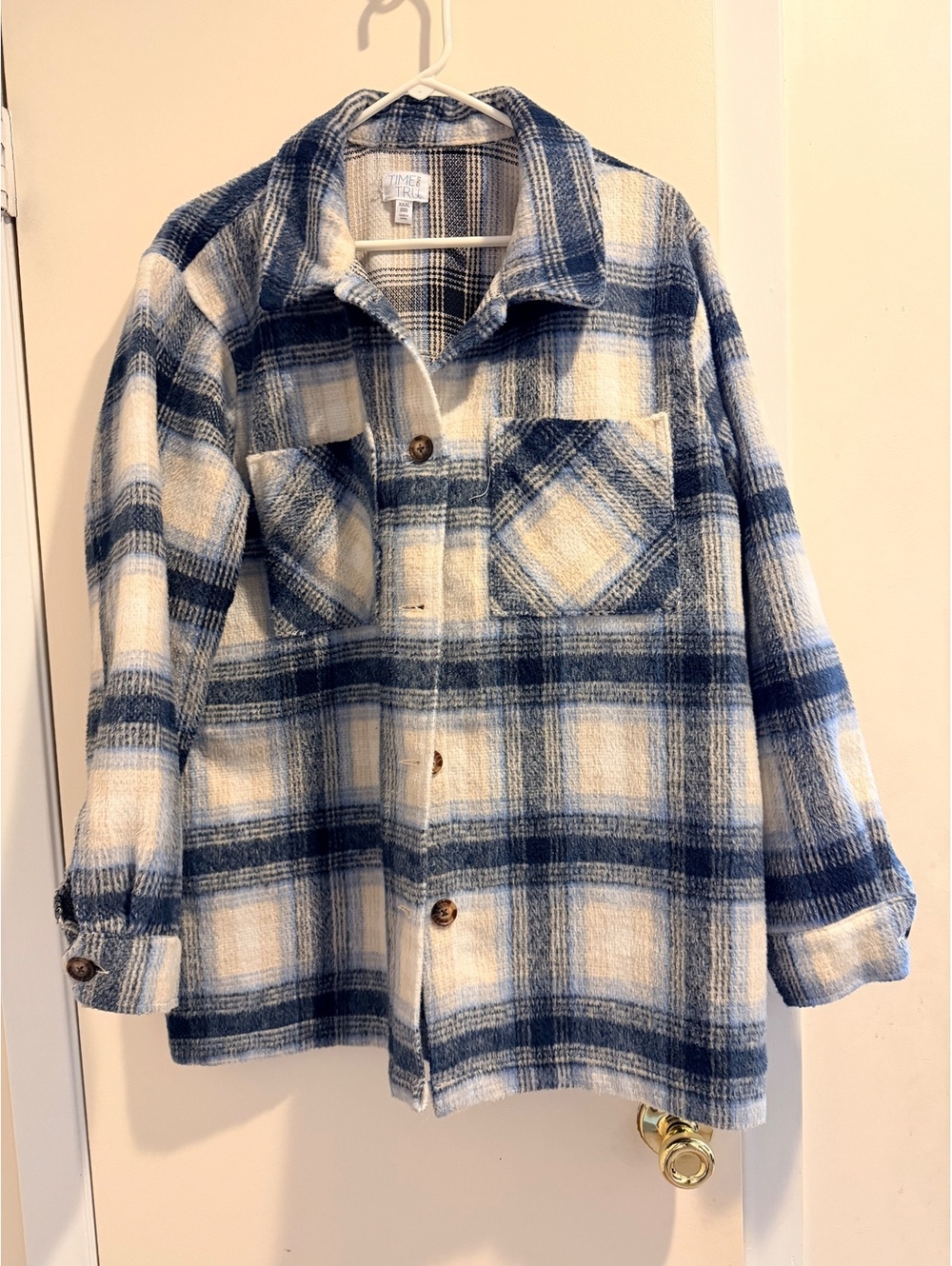 Time and Tru blue plaid button front shacket
